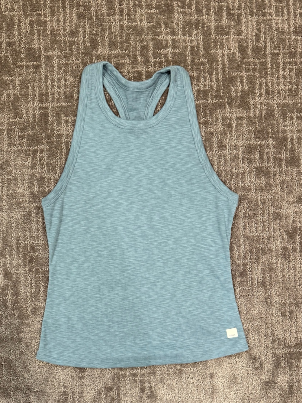 Vuori Women's Sunrise High Neck Tank. Smoke Blue size XS